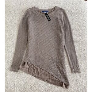 Apt. 9 Glitter Knit Sweater  Asymmetrical Hem XS Holiday Party Metallic Festival